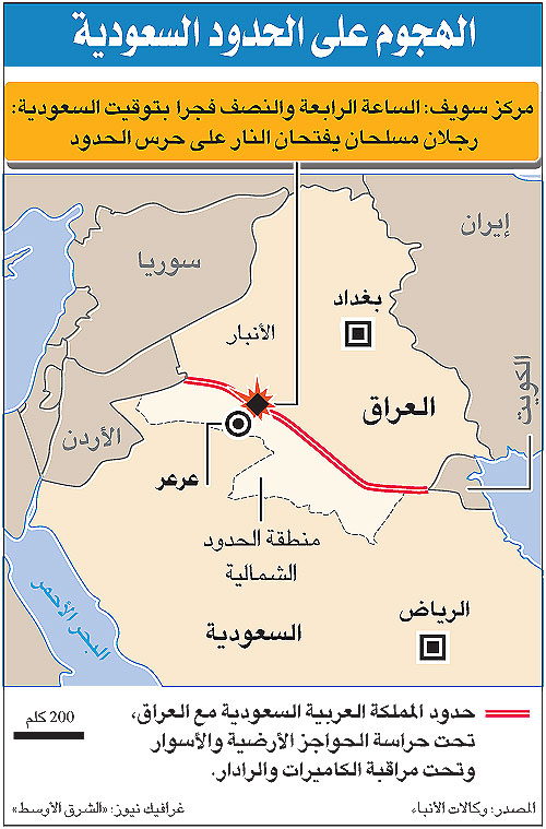 العراق السعودية حدود مع خريطة السعوديه